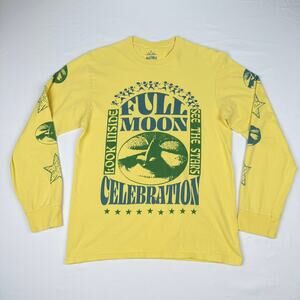Altru Full Moon Celebration Yellow Graphic Long Sleeve Tee Size Medium